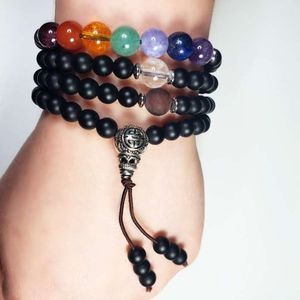 🌈 Mala Gemstone Wrap Bracelet Necklace Long